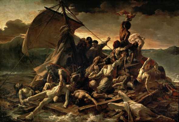 A painting, "The Raft of the Medusa," of a moment from the aftermath of the wreck of the French naval frigate Méduse